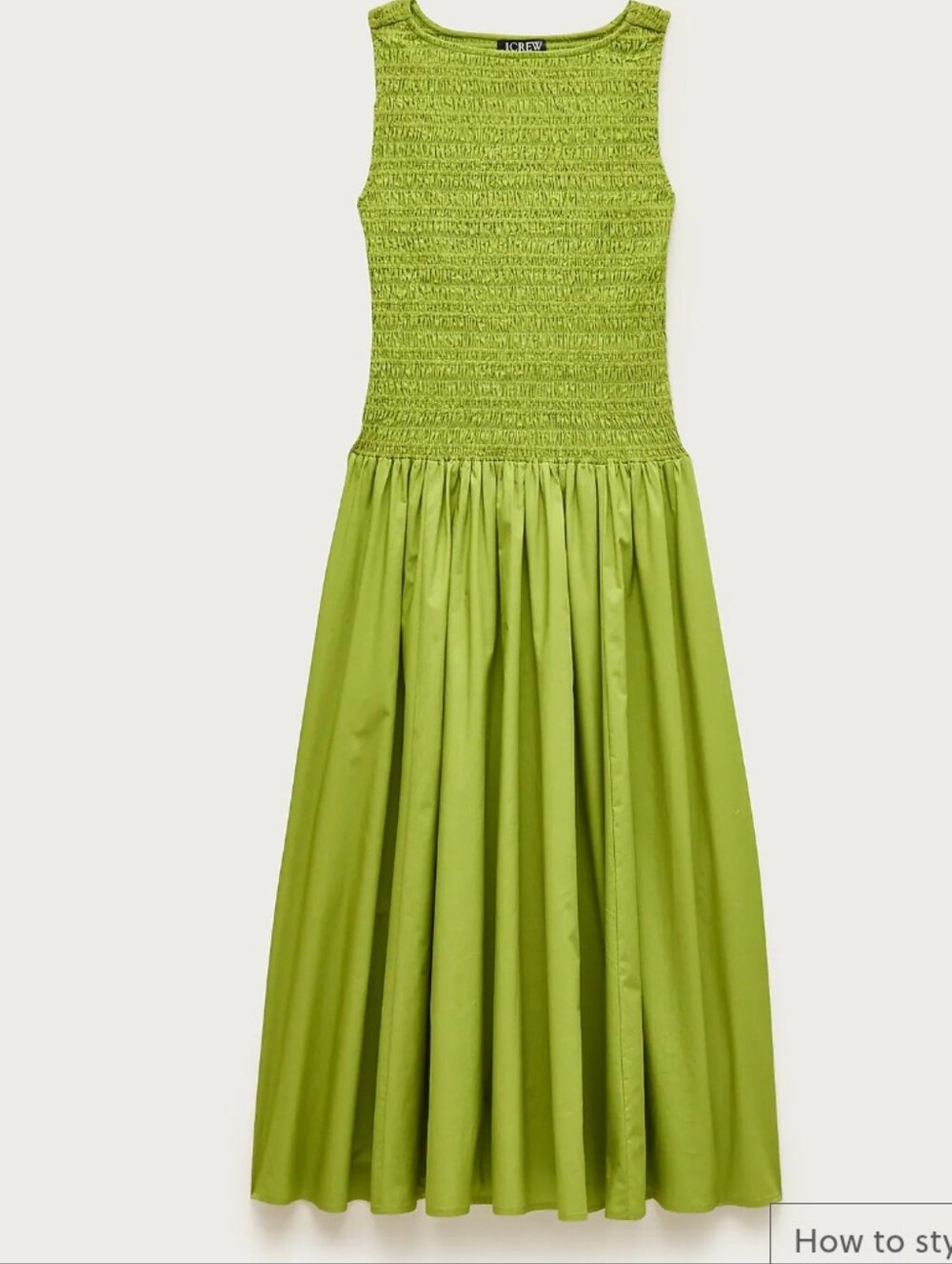 J Crew Lina smocked midi dress CS967 Size XS Vibrant Fern